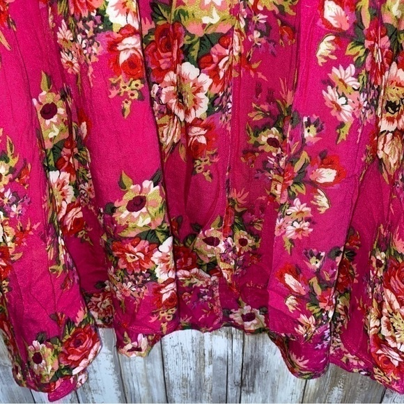 Jodifl Pink Button Neck Floral Tunic Dress - Picture 2 of 6